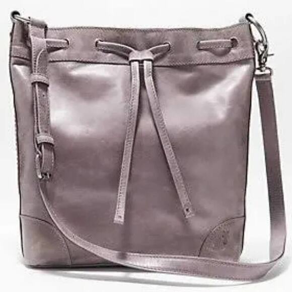 FRYE MELISSA LEATHER‎ DRAWSTRING HOBO BAG PURSE NEW AMETHYST - Picture 1 of 13
